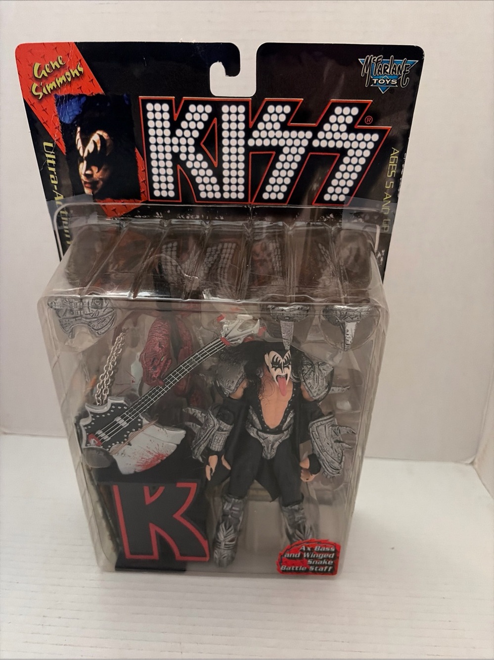 Kiss Gene Simmons Action Figure - Black, Silver & Red Accents